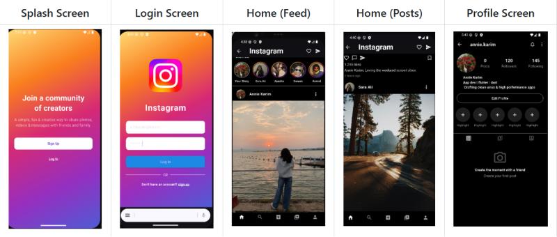 Instagram Clone Home Screen
